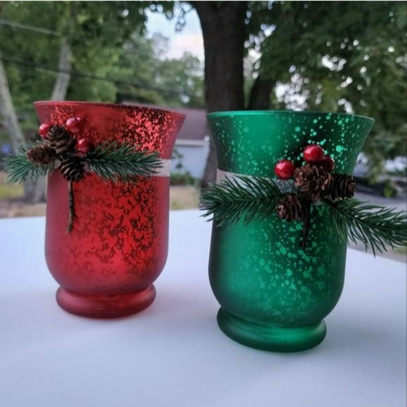 Set of Two Glass Hurricane T-Lite  Candle Holder 6in Tall - Picture 3 of 12